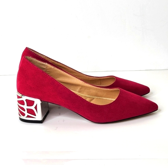 Adrienne Vittadini Flori Suede Pointed Toe Metallic Heel Pumps Size 7.5 - Picture 4 of 8